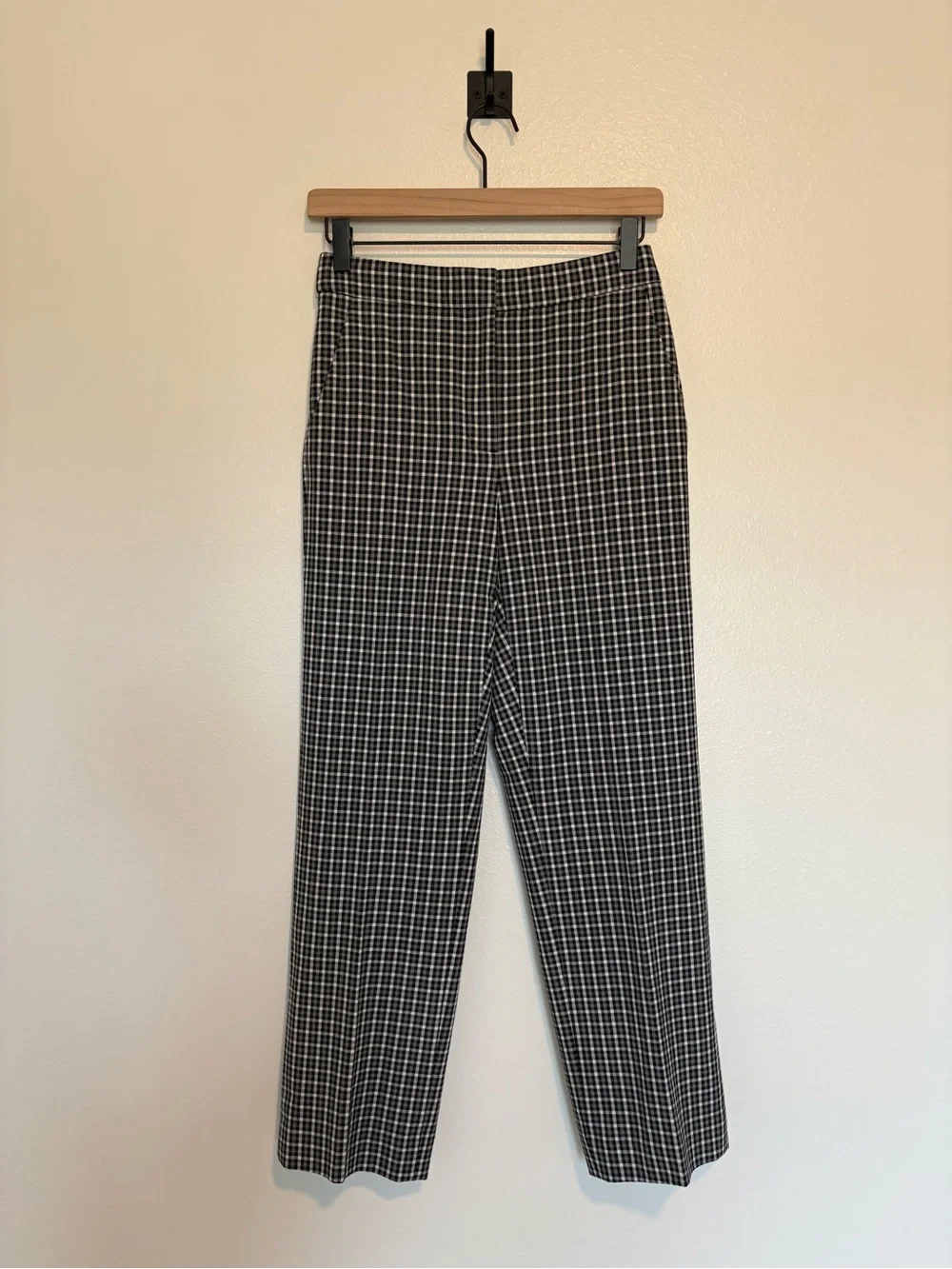 J. Crew Tartan Plaid High Rise Pull-On Straight Trouser Pant Preppy Black 4